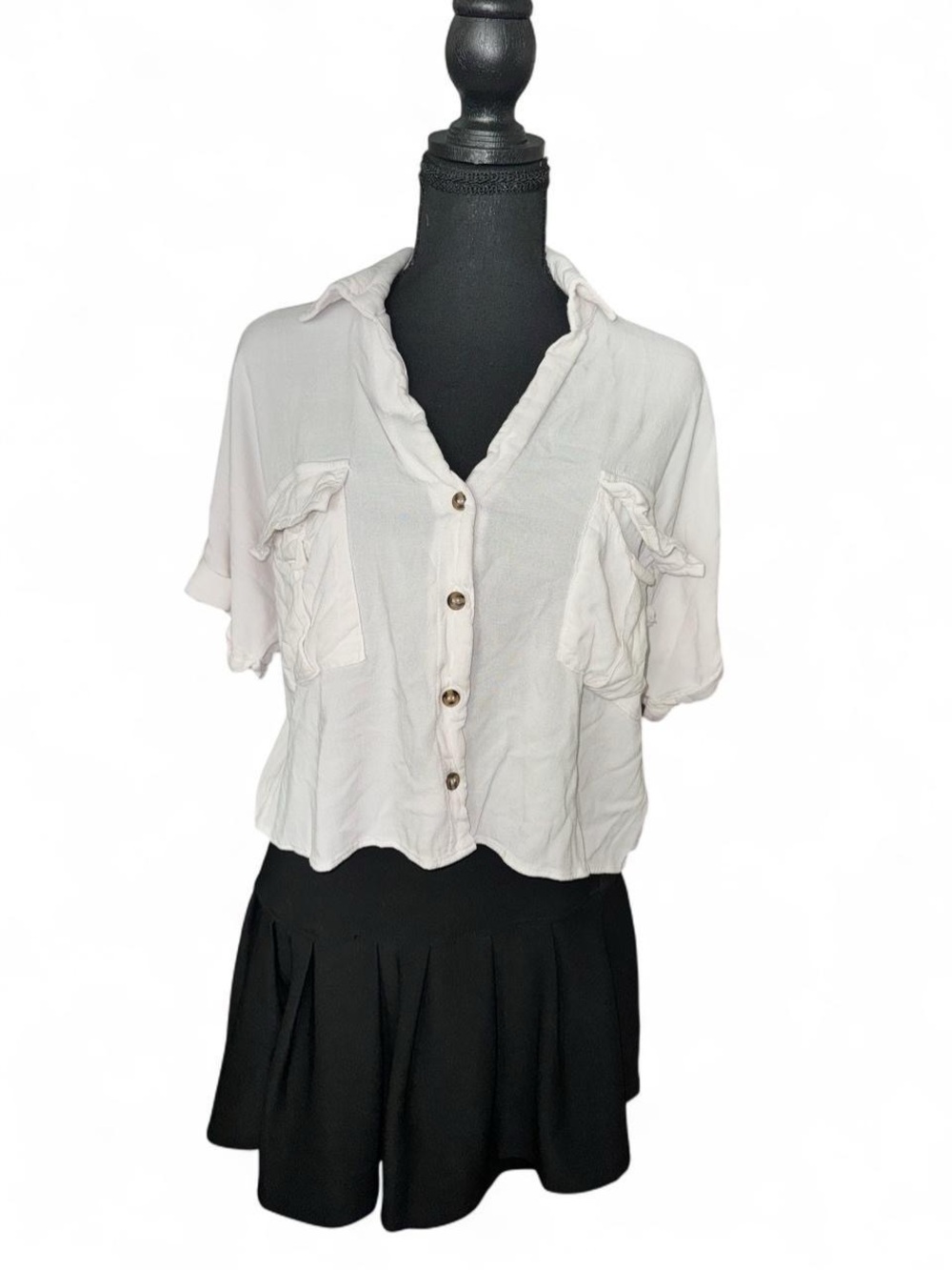 Cream Button-Up Blouse